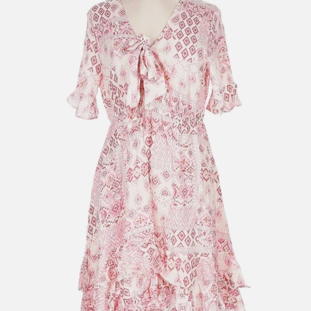 Coco + Carmen Women Pink Cocktail Dress Viscose Valentines Floral Size Small Med
